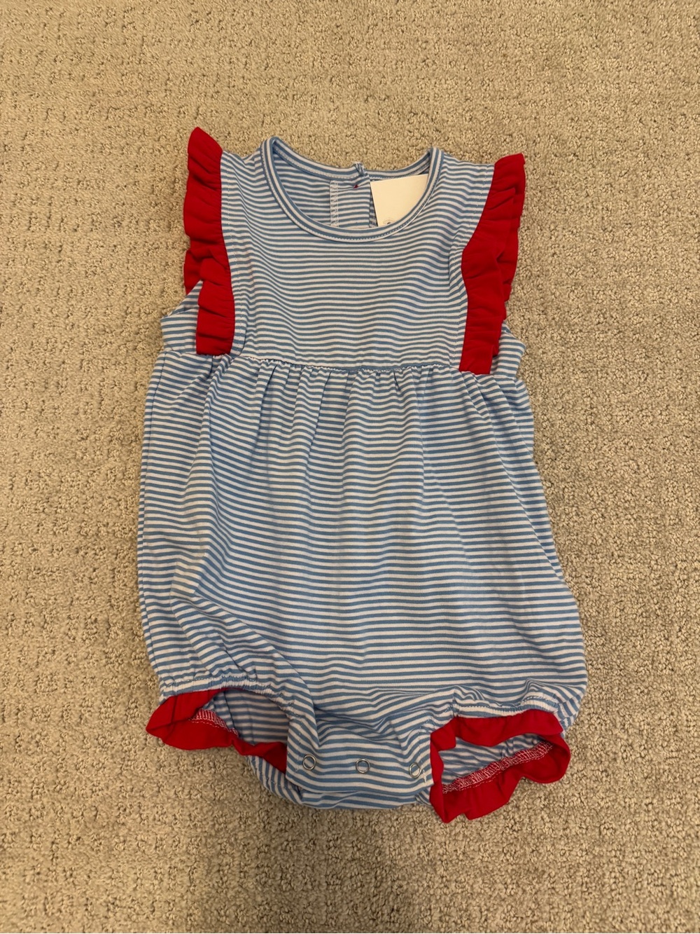 Trotter Street Kids Baby Bubble with Red Ruffle Trim